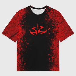 Женская футболка oversize 3D Эмблема hitman на черном фоне