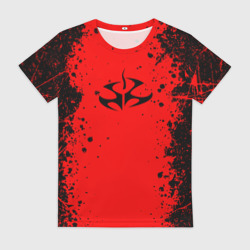 Женская футболка 3D Эмблема hitman на красном фоне
