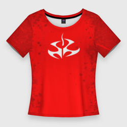 Женская футболка 3D Slim Белая эмблема hitman на красном