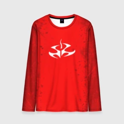 Мужской лонгслив 3D Белая эмблема hitman на красном