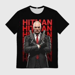 Мужская футболка 3D Хитман скрестив руки с пистолетами