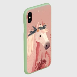 Чехол для iPhone XS Max матовый Лошадка с новогодним венком - фото 2