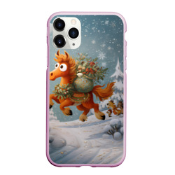 Чехол для iPhone 11 Pro Max матовый Новогодняя лошадка с большими глазами