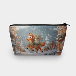 Косметичка 3D Новогодняя лошадка с большими глазами