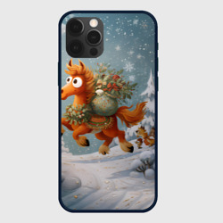 Чехол для iPhone 12 Pro Новогодняя лошадка с большими глазами