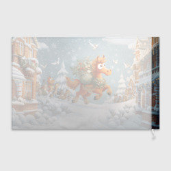 Флаг 3D Новогодняя лошадка с большими глазами - фото 2