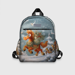 Детский рюкзак 3D Новогодняя лошадка с большими глазами