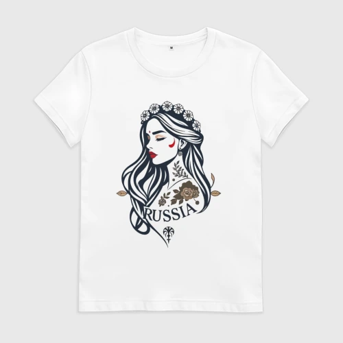 Женская футболка хлопок Русский стиль - славянская девушка