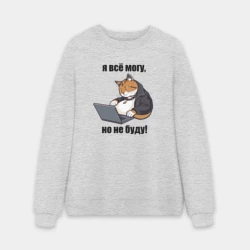 Мужской свитшот oversize без начеса хлопок Я всё могу но не буду - мем