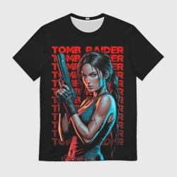 Мужская футболка 3D Lara Croft  с пистолетом