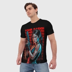 Мужская футболка 3D Lara Croft  с пистолетом - фото 2