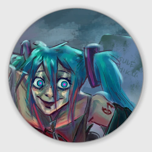 Круглый коврик для мышки Halloween Miku zombie