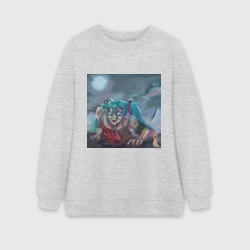 Женский свитшот oversize без начеса хлопок Halloween Miku zombie