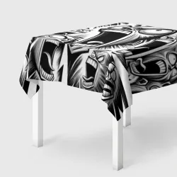 Скатерть 3D Орущие рожицы и чёрные молнии - нейроарт