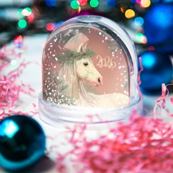 Игрушка Снежный шар 2026 белая лошадь - фото 2