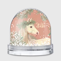 Игрушка Снежный шар 2026 белая лошадь