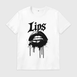 Мужская футболка хлопок Черные потекшие губы