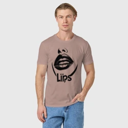 Мужская футболка хлопок Черные губы - фото 2