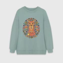 Женский свитшот oversize без начеса хлопок Лиса в осеннем кураже