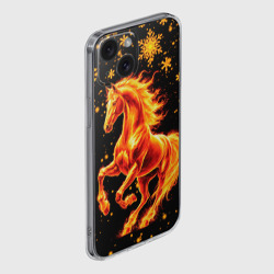 Чехол для iPhone 15 силиконовый с защитой камеры Пылающая лошадь - фото 2