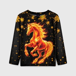 Детский лонгслив 3D Пылающая лошадь
