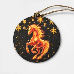 Деревянная игрушка круг Пылающая лошадь
