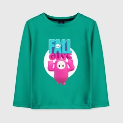 Детский лонгслив хлопок Fall Guys - персонаж и лого