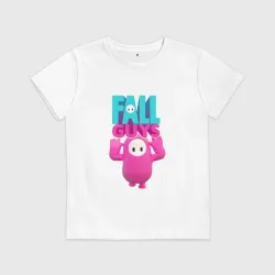 Детская футболка хлопок Fall Guys - персонаж и лого
