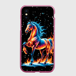 Чехол для iPhone XS Max матовый Лошадь на снегу