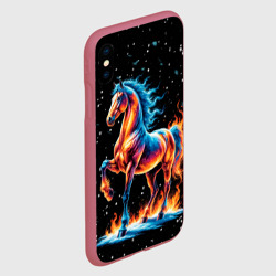 Чехол для iPhone XS Max матовый Лошадь на снегу - фото 2