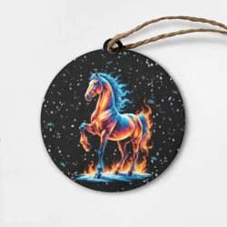 Деревянная игрушка круг Лошадь на снегу