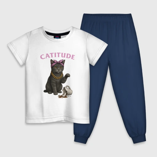 Детская пижама с белой футболкой Catitude