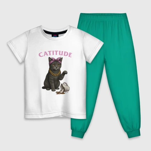Детская пижама с белой футболкой Catitude