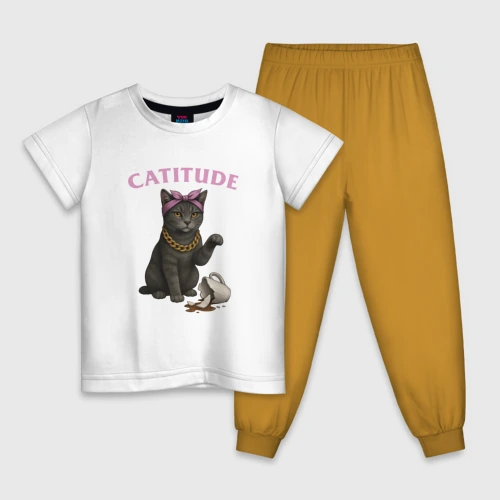 Детская пижама с белой футболкой Catitude