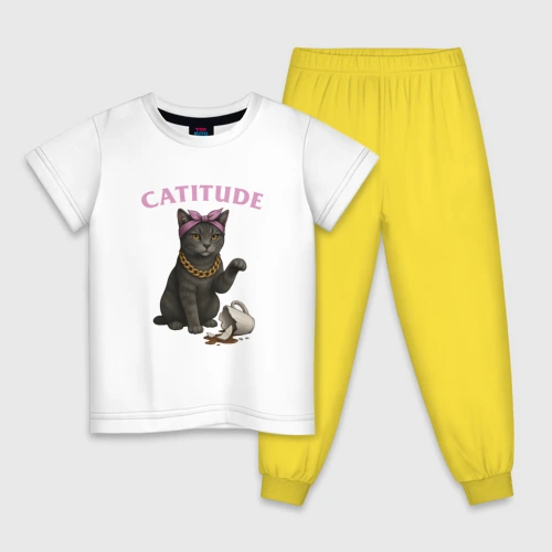 Детская пижама с белой футболкой Catitude