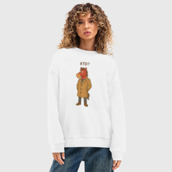 Женский свитшот oversize без начеса хлопок Конь в пальто - фото 2