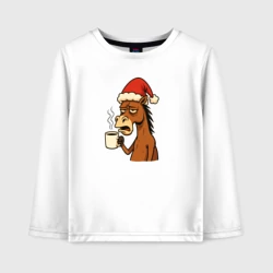 Детский лонгслив хлопок Конь с кофе