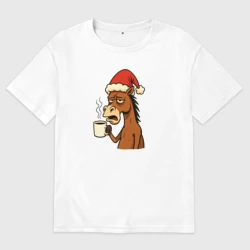 Мужская футболка хлопок Oversize Конь с кофе