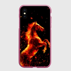Чехол для iPhone XS Max матовый Пламенный конь