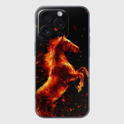 Чехол для iPhone 16 Pro силиконовый с защитой камеры Пламенный конь