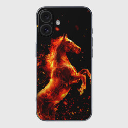 Чехол для iPhone 16 силиконовый с защитой камеры Пламенный конь