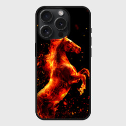 Чехол силиконовый для Apple iPhone 15 Pro Мax матовый Пламенный конь