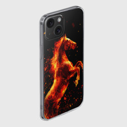 Чехол для iPhone 15 силиконовый с защитой камеры Пламенный конь - фото 2