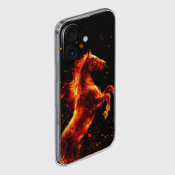 Чехол для iPhone 16 силиконовый с защитой камеры Пламенный конь - фото 2