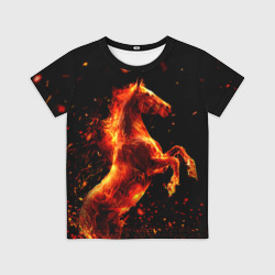 Детская футболка 3D Пламенный конь