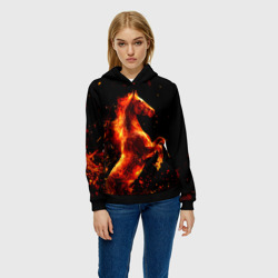 Женская толстовка 3D Пламенный конь - фото 2