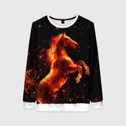 Женский свитшот 3D Пламенный конь
