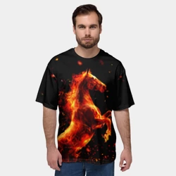Мужская футболка oversize 3D Пламенный конь - фото 2