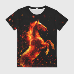 Женская футболка 3D Пламенный конь