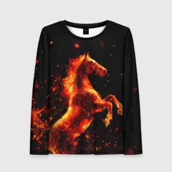 Женский лонгслив 3D Пламенный конь